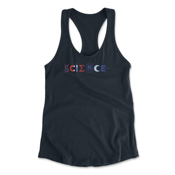 Science Lettering Womens Racerback Tank in Midnight Navy color